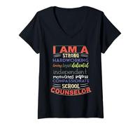 Femme Je suis Un conseiller Scolaire Fort, Un Professeur de psychologie d'orientation T-Shirt avec Col en V