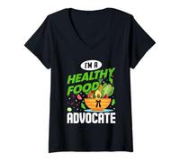 Femme Je suis Un défenseur de l'alimentation Saine T-Shirt avec Col en V