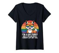 Femme Je suis Un Gay À Fourry Et Si Vous Demandez Bien, Je T-Shirt avec Col en V
