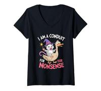 Femme Je suis un intermédiaire pour Nonsense Funny Goose Opossum Family T-Shirt avec Col en V