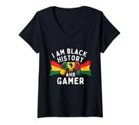 Femme Je suis un joueur afro-américain du Mois de l'histoire des Noirs T-Shirt avec Col en V
