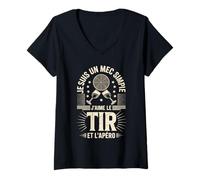 Femme Je suis Un Mec Simple J'aime Le Tir T-Shirt avec Col en V