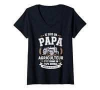 Femme Je suis Un Papa Agriculteur C'est comme Un Papa Normal T-Shirt avec Col en V