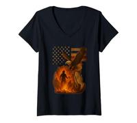 Femme Je suis un papa héros et pompier - rien ne me fait peur T-Shirt avec Col en V