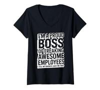 Femme Je Suis Un Patron Fier De Formidables Employés Humour De T-Shirt avec Col en V