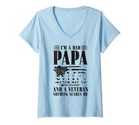Femme Je suis un père vétéran, papa, grand-père Funny Retro T-Shirt avec Col en V
