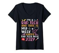Femme Je suis Un Rad Tech C'est ma Semaine Joyeuse Rad Tech Week 2027 T-Shirt avec Col en V