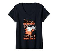 Femme Je suis un régime de fruits de mer Mollusques et crustacés T-Shirt avec Col en V