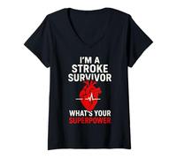 Femme Je suis Un survivant d'un AVC Quel est Votre drôle de survivant d'un AVC T-Shirt avec Col en V