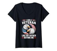 Femme Je suis un vétéran comme mon père avant moi Journée des anciens combattants T-Shirt avec Col en V