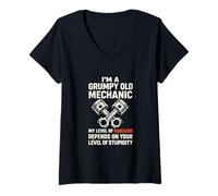 Femme Je suis Un Vieux mécanicien Grincheux, Un mécanicien Automobile drôle, Papa, Hommes T-Shirt avec Col en V