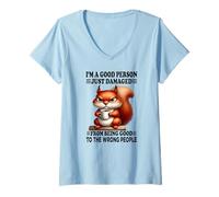 Femme Je suis Une Bonne Personne Juste endommagée d'être Un Bon écureuil T-Shirt avec Col en V