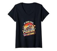 Femme Je suis Une Cavalière Qui Déchire Equitation T-Shirt avec Col en V