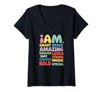 Femme Je suis Une chrétienne colorée d'affirmation Quotidienne T-Shirt avec Col en V