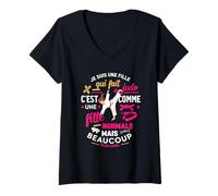 Femme Je suis Une Fille Qui Fait du Judo Normale mais Plus Cool T-Shirt avec Col en V