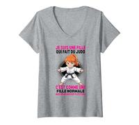 Femme Je suis Une Fille Qui Fait du Judo Normale mais Plus Cool T-Shirt avec Col en V