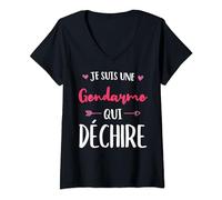 Femme Je Suis Une Gendarme Qui Déchire Idée Cadeau Humour Retraite T-Shirt avec Col en V