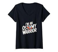 Femme Je suis Une guerrière de la stomie Sensibilisation à la stomie Survivor Strength T-Shirt avec Col en V