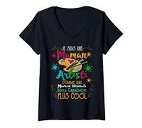 Femme Je Suis Une Maman Artiste Comme Une Maman Normale T-Shirt avec Col en V