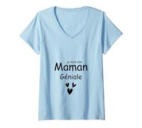 Femme Je suis Une Maman Géniale T-Shirt avec Col en V