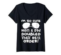 Femme Je suis Une Maman Tellement Mignonne et J'Ai doublé Leur Prochaine Commande de Jumeaux T-Shirt avec Col en V