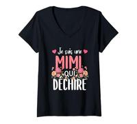 Femme Je suis Une Mimi Qui Déchire Mamou Mimi Grand-mère T-Shirt avec Col en V