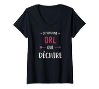 Femme Je Suis Une ORL Qui Déchire Idée Cadeau Médecin Drôle T-Shirt avec Col en V