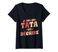 Femme Je suis Une Tata Qui Déchire Annonce Grossesse Anniversaire T-Shirt avec Col en V