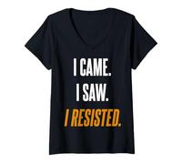 Femme Je suis Venu, J'Ai vu Que J'Ai résisté. T-Shirt avec Col en V