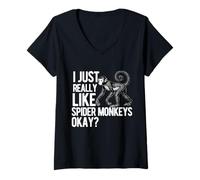 Femme Je suis Vraiment Un Amoureux des singes araignées drôles pour Hommes, Femmes, Filles et garçons T-Shirt avec Col en V