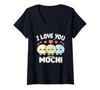 Femme Je t'aime Beaucoup Mochi T-Shirt avec Col en V