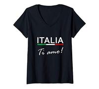 Femme Je T'Aime Italie Drapeau Italien T-Shirt avec Col en V