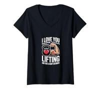 Femme Je t'aime Plus Que de soulever des Objets - Heavy Statement T-Shirt avec Col en V