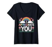 Femme Je t'apprécie, Je Te déteste, drôle, Offensive ambiguë T-Shirt avec Col en V