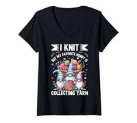 Femme Je Tricote mais Mon Passe-Temps favori est de Collectionner de la Laine T-Shirt avec Col en V