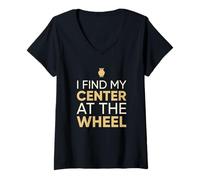 Femme Je Trouve Mon Centre au Volant Ceramic Potter T-Shirt avec Col en V