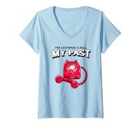 Femme Je Vais Appeler Mon passé (Graphique de téléphone rétro) T-Shirt avec Col en V