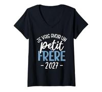 Femme Je Vais Avoir Un Petit Frère 2027 Annonce Grossesse Garçon T-Shirt avec Col en V