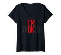 Femme Je Vais Bien Broken T-Shirt avec Col en V