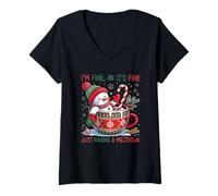 Femme Je Vais Bien, C'est Bien d'avoir Une Crise T-Shirt avec Col en V