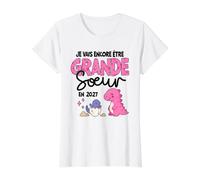 Femme Je Vais Encore Être Grande Sœur 2027 Grande Sœur Dinosaure T-Shirt Graphique avec Valeur