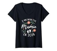 Femme Je Vais Encore Être Mamie 2026 - De Nouveau Grand Parent T-Shirt avec Col en V