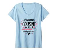 Femme Je Vais Être Cousine en 2027 Annonce Grossesse T-Shirt avec Col en V