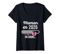 Femme Je Vais être Maman 2026 Maman Future Mère T-Shirt avec Col en V
