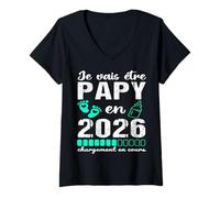 Femme Je Vais Être Papy en 2026 Annonce Grossesse Originale T-Shirt avec Col en V