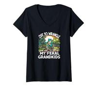 Femme Je Vais me Disputer la Grenouille Sauvage de Mes Petits-Enfants T-Shirt avec Col en V