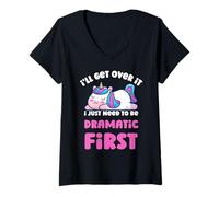 Femme Je Vais m'en Remettre, J'Ai Juste Besoin d'être la première Licorne spectaculaire T-Shirt avec Col en V