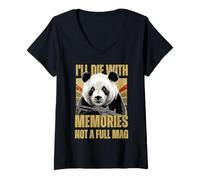 Femme Je vais mourir avec des souvenirs, pas un panda militaire en forme d'ours T-Shirt avec Col en V