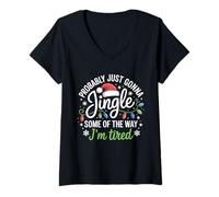 Femme Je Vais Probablement Juste riposter Un Peu Parce Que Je suis fatiguée T-Shirt avec Col en V