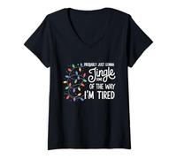 Femme Je Vais Probablement Juste riposter Un Peu Parce Que Je suis fatiguée T-Shirt avec Col en V